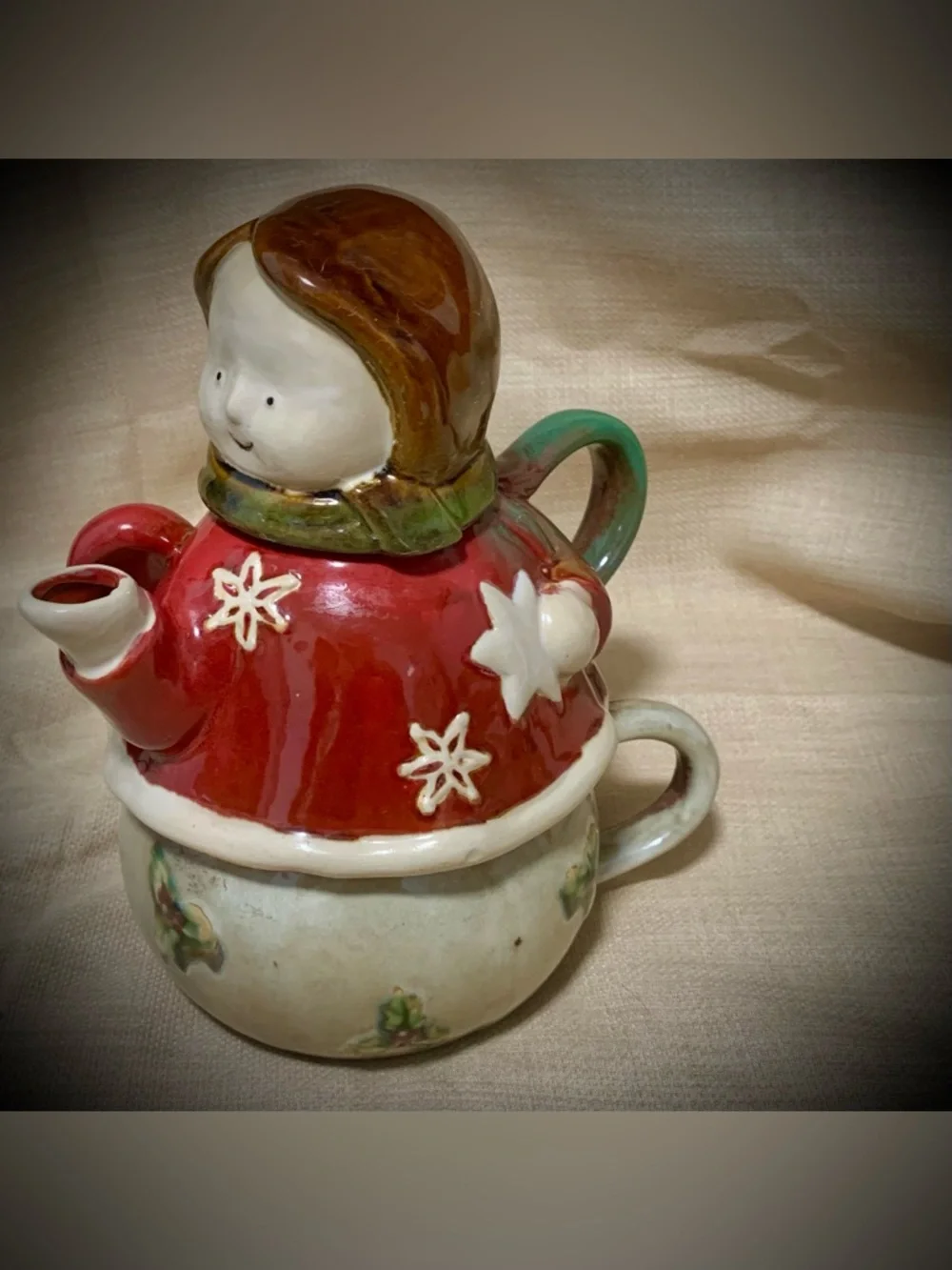 🔍Holiday 2010 Stoneware Teapot for One 3-Piece Set NWOT